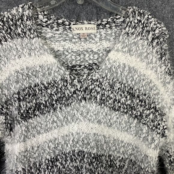 Knox Rose Nubby Eyelash Knit Sweater Women M Pull Over V Neck Soft Warm Cozy - Picture 7 of 11